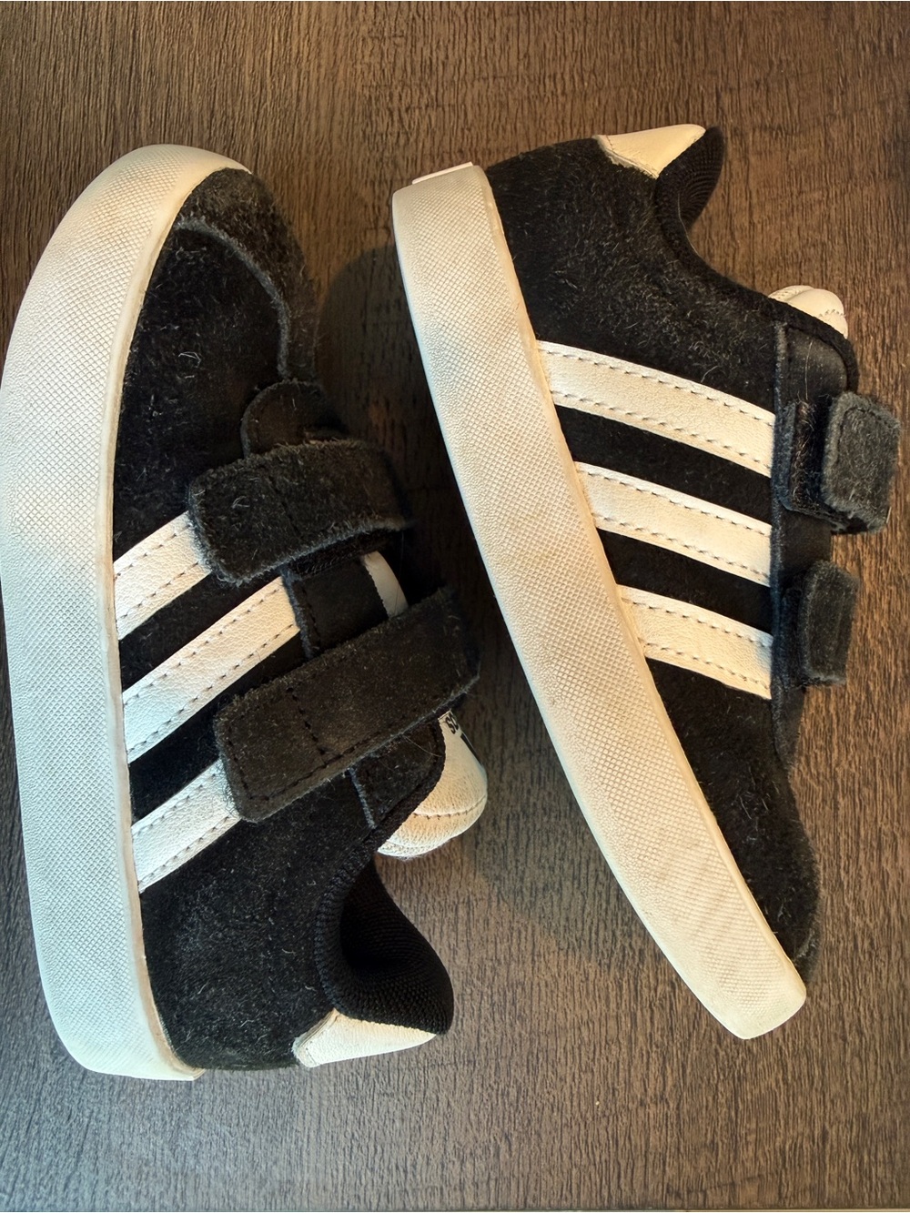 Kids Black and White Velcro Adidas
